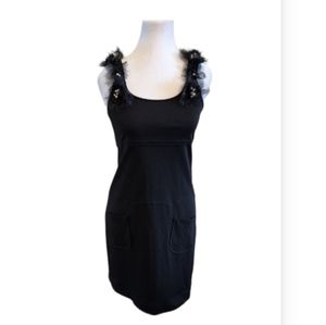Black Cocktail Dress with Embellishments at Straps
